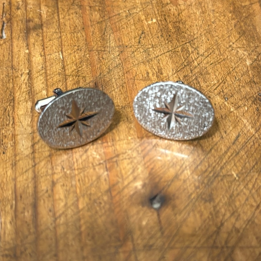 Vintage Sterling Silver Simmons oval cuff links